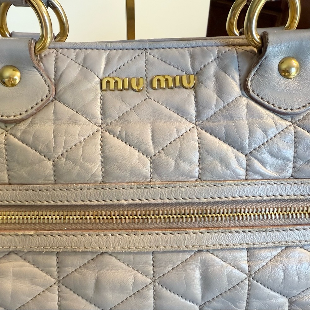 MIU MIU Quilted Leather Handbag Beige - Picture 12 of 16
